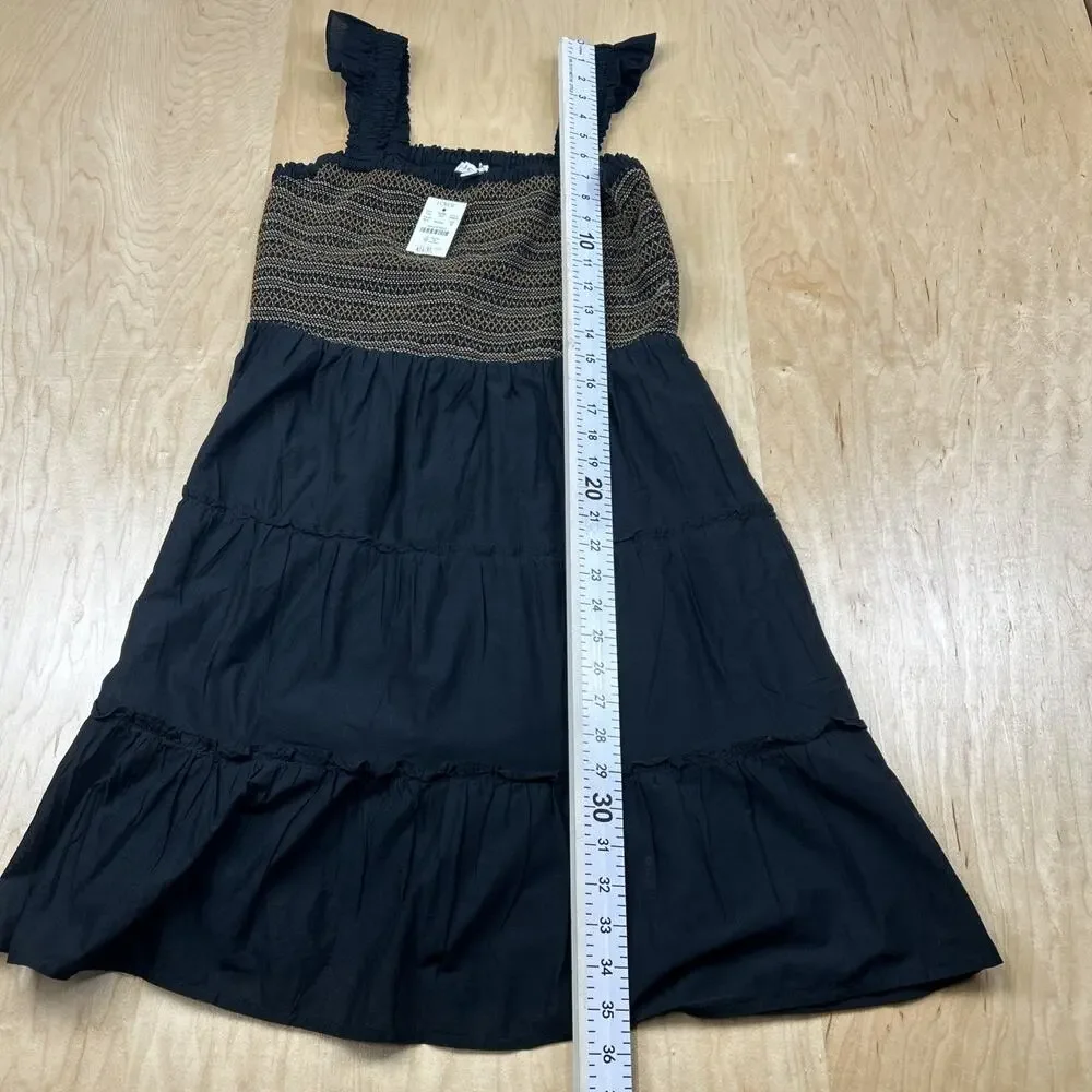 J.Crew Smocked Tiered Dress Women’s Medium Black Cotton Ruffle Straps NWT - Picture 8 of 11